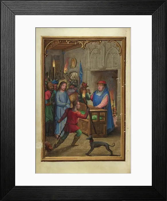 Framed Print : Christ before Annas; Prayer Book of Cardinal Albrecht of Brandenburg, about 1525-1530. Creator: Simon Bening Framed Print : Christ before Annas; Prayer Book of Cardinal Albrecht of Brandenburg, about 1525-1530. Creator: Simon Bening