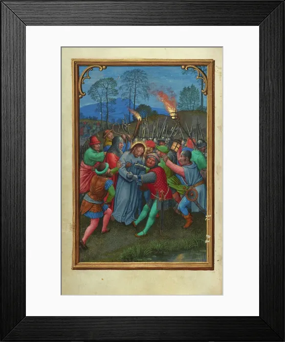 Framed Print : The Flight of the Apostles; Prayer Book of Cardinal Albrecht of Brandenburg, about 1525-1530. Creator: Simon Bening