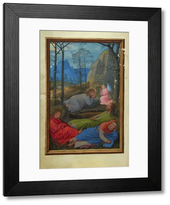 Framed Print : The Agony in the Garden; Prayer Book of Cardinal Albrecht of Brandenburg, about 1525-1530. Creator: Simon Bening Framed Print : The Agony in the Garden; Prayer Book of Cardinal Albrecht of Brandenburg, about 1525-1530. Creator: Simon Bening