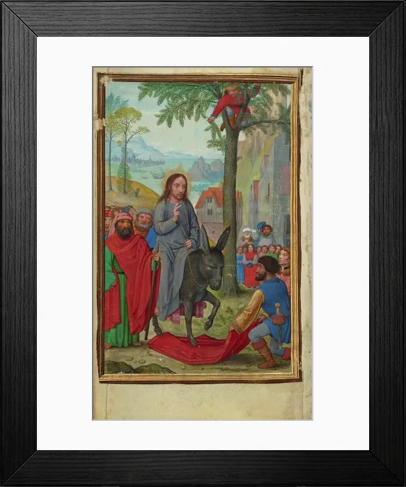 Framed Print : The Entry into Jerusalem; Prayer Book of Cardinal Albrecht of Brandenburg, about 1525-1530. Creator: Simon Bening Framed Print : The Entry into Jerusalem; Prayer Book of Cardinal Albrecht of Brandenburg, about 1525-1530. Creator: Simon Bening