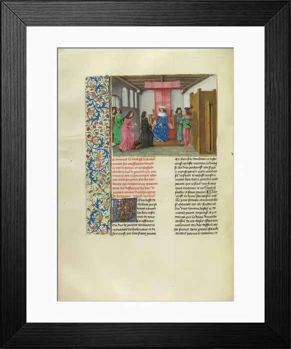 Framed Print : The Embassy of the Duke of Brabant before the King of France and the Duke of Berry, c1360s. Creator: Master of the Getty Froissart Framed Print : The Embassy of the Duke of Brabant before the King of France and the Duke of Berry, c1360s. Creator: Master of the Getty Froissart
