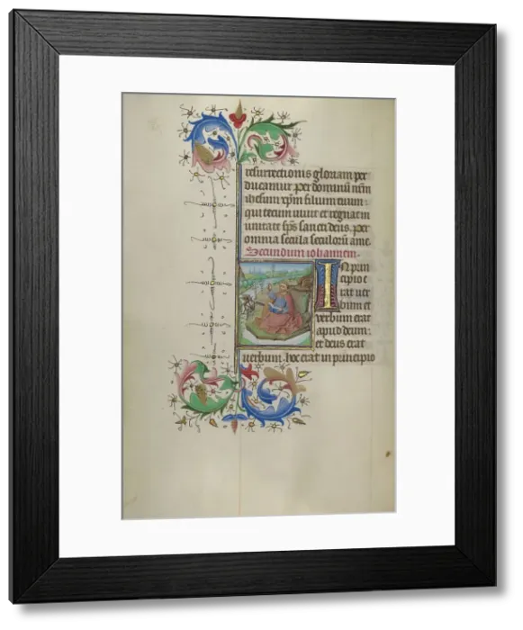 Framed Print : Saint John the Evangelist; Book of Hours, about 1450-1455. Creator: Master of the Lee Hours Framed Print : Saint John the Evangelist; Book of Hours, about 1450-1455. Creator: Master of the Lee Hours