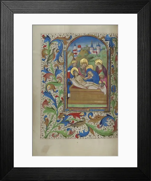 Framed Print : The Entombment; Book of Hours, about 1450-1455. Creator: Master of the Lee Hours Framed Print : The Entombment; Book of Hours, about 1450-1455. Creator: Master of the Lee Hours