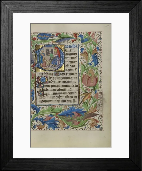 Framed Print : Initial D: The Judgement of Solomon; Book of Hours, about 1450-1455. Creator: Master of the Lee Hours Framed Print : Initial D: The Judgement of Solomon; Book of Hours, about 1450-1455. Creator: Master of the Lee Hours