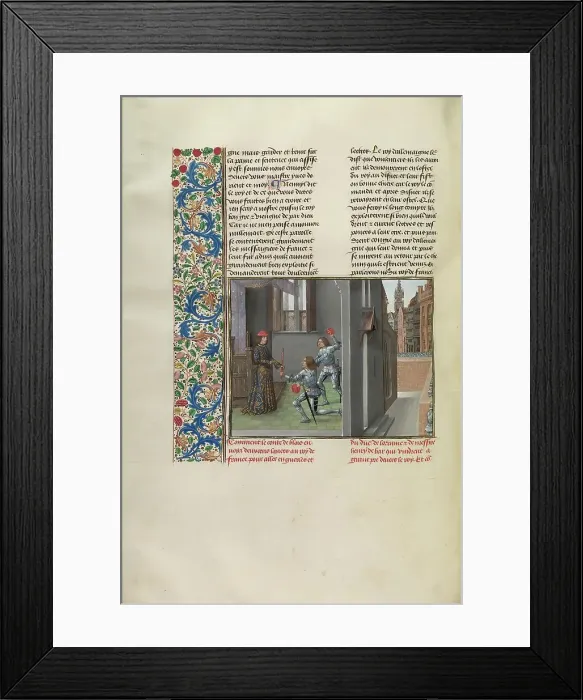 Framed Print : The Count de Blois Sending an Army to Support the King of France, c1370s, about 1480-1483. Creator: Master of the Getty Froissart Framed Print : The Count de Blois Sending an Army to Support the King of France, c1370s, about 1480-1483. Creator: Master of the Getty Froissart