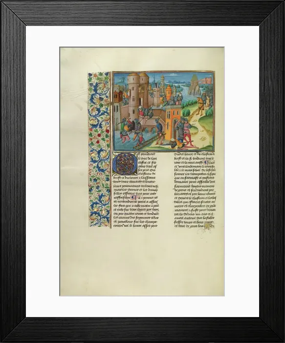 Framed Print : John of Gaunt Sailing for Brest and the Battle between the English and the Bretons, c1370s. Creator: Master of the Soane Josephus Framed Print : John of Gaunt Sailing for Brest and the Battle between the English and the Bretons, c1370s. Creator: Master of the Soane Josephus