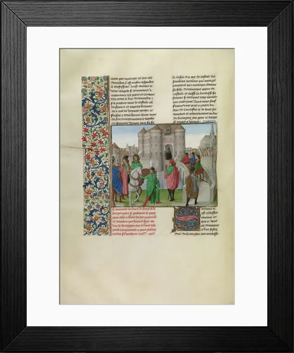 Framed Print : The Dukes of Berry and Burgundy Departing from Paris to Meet with the Duke of Bretagne; c1390ss. Creator: Master of the Getty Froissart Framed Print : The Dukes of Berry and Burgundy Departing from Paris to Meet with the Duke of Bretagne; c1390ss. Creator: Master of the Getty Froissart