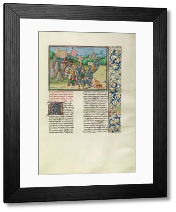 Framed Print : The Battle of Aljubarrota, 1385; Chroniques (Book Three), about 1480-1483. Creator: Master of the Soane Josephus Framed Print : The Battle of Aljubarrota, 1385; Chroniques (Book Three), about 1480-1483. Creator: Master of the Soane Josephus