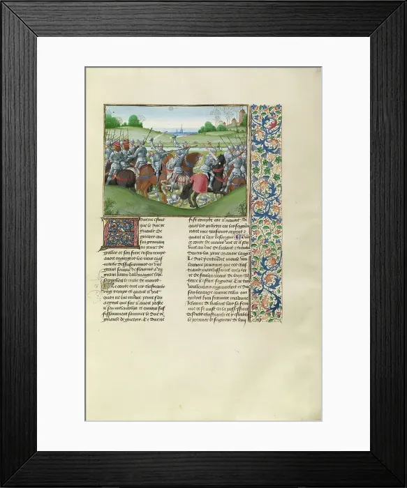 Framed Print : The Battle between the Duke of Julich and Gelders and the Duke of Brabant, c1370s, about 1480-1483. Creator: Master of the Getty Froissart Framed Print : The Battle between the Duke of Julich and Gelders and the Duke of Brabant, c1370s, about 1480-1483. Creator: Master of the Getty Froissart