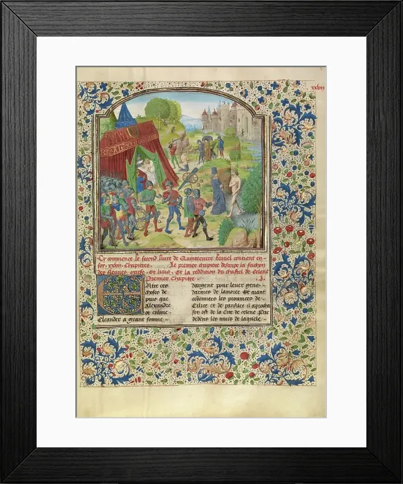 Framed Print : Alexander's Illness at the Cydnus River and the Death of Sisinnes, about 1470-1475. Creator: Master of the Jardin de vertueuse consolation Framed Print : Alexander's Illness at the Cydnus River and the Death of Sisinnes, about 1470-1475. Creator: Master of the Jardin de vertueuse consolation
