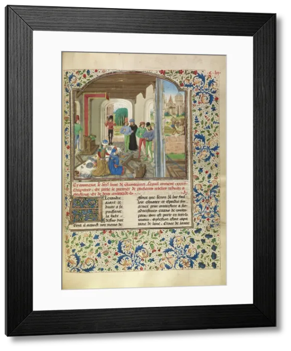Framed Print : Alexander Fights with a Lion and Kills Clitus; Livre des fais d'Alexandre le grant, about 1470-1475. Creator: Master of the Jardin de vertueuse consolation Framed Print : Alexander Fights with a Lion and Kills Clitus; Livre des fais d'Alexandre le grant, about 1470-1475. Creator: Master of the Jardin de vertueuse consolation