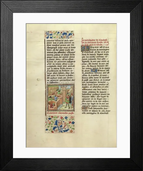 Framed Print : The Founding of Alexandria-in-Caucaso; Livre des fais d'Alexandre le grant, about 1470-1475. Creator: Master of the Jardin de vertueuse consolation Framed Print : The Founding of Alexandria-in-Caucaso; Livre des fais d'Alexandre le grant, about 1470-1475. Creator: Master of the Jardin de vertueuse consolation