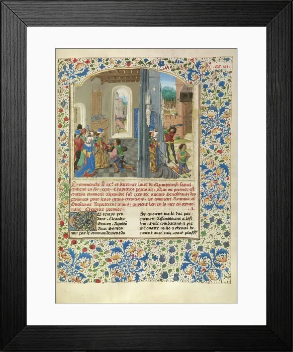 Framed Print : Orsines Presenting a Gift to Alexander and the Execution of Orsines, about 1470-1475. Creator: Master of the Jardin de vertueuse consolation Framed Print : Orsines Presenting a Gift to Alexander and the Execution of Orsines, about 1470-1475. Creator: Master of the Jardin de vertueuse consolation