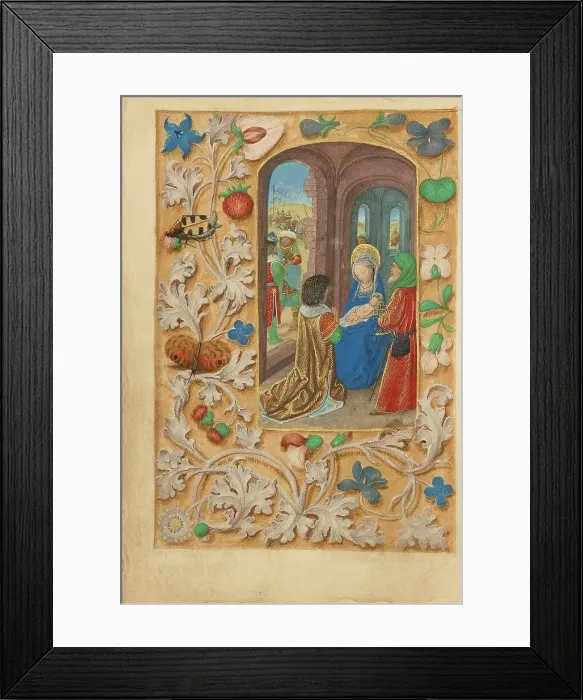 Framed Print : The Adoration of the Magi; Crohin-La Fontaine Hours, (about 1480-1485?). Creators: Master of the Dresden Prayer Book, Workshop of the Master of the Dresden Prayer Book
