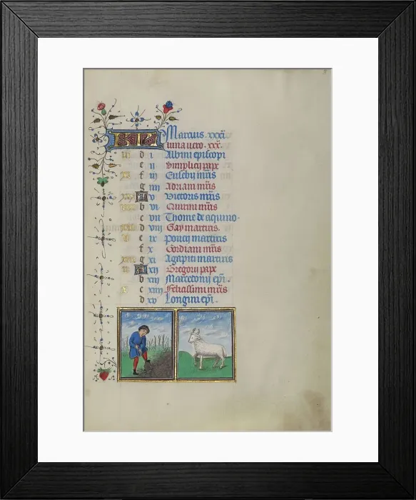 Framed Print : Calendar Page for March: Digging: Aries; Book of Hours, about 1450-1455. Creator: Master of the Lee Hours Framed Print : Calendar Page for March: Digging: Aries; Book of Hours, about 1450-1455. Creator: Master of the Lee Hours