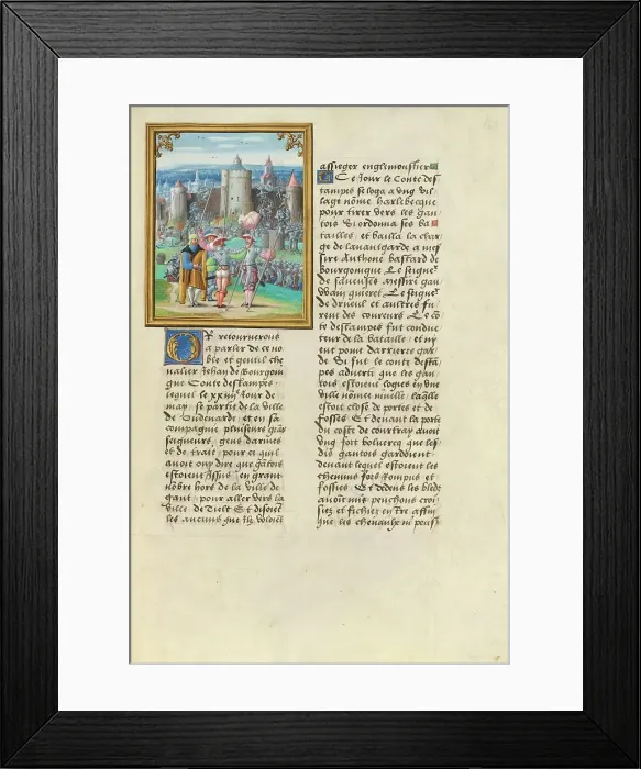 Framed Print : The Taking of Nevele; Livre des faits de Jacques de Lalaing, about 1530. Creator: Master of the Getty Lalaing Framed Print : The Taking of Nevele; Livre des faits de Jacques de Lalaing, about 1530. Creator: Master of the Getty Lalaing