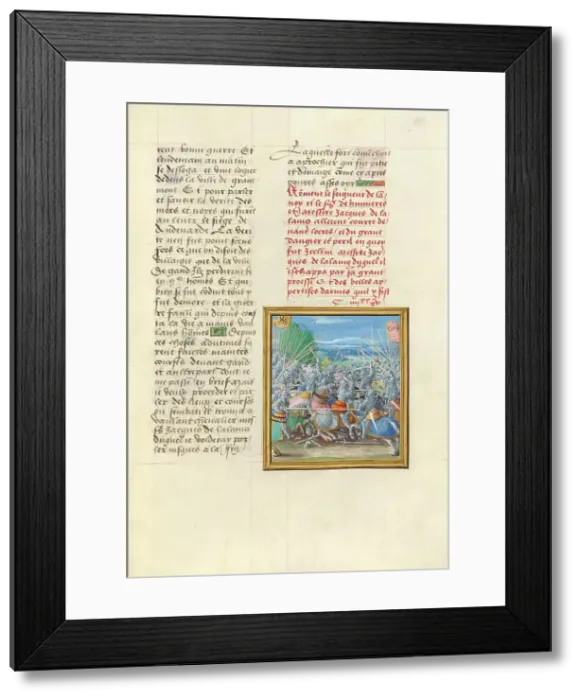 Framed Print : The Battle at Lokeren; Livre des faits de Jacques de Lalaing, about 1530. Creator: Master of the Getty Lalaing Framed Print : The Battle at Lokeren; Livre des faits de Jacques de Lalaing, about 1530. Creator: Master of the Getty Lalaing