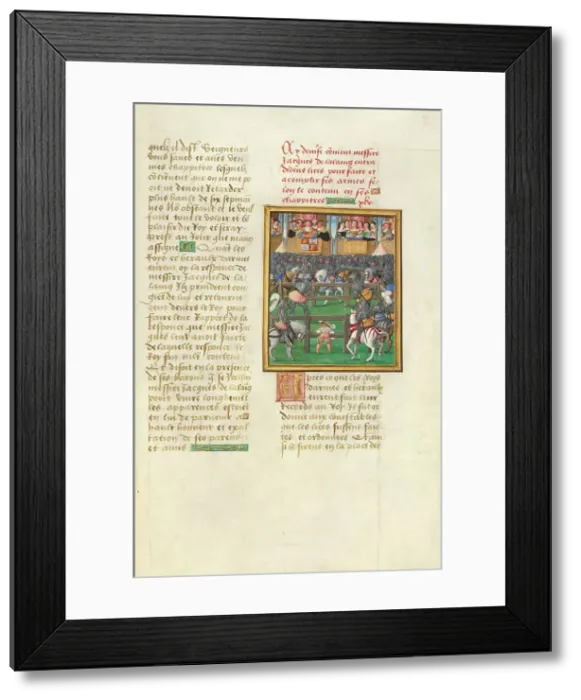 Framed Print : Jacques de Lalaing and Diego de Guzman Fighting before the King of Castile, about 1530. Creator: Master of the Getty Lalaing Framed Print : Jacques de Lalaing and Diego de Guzman Fighting before the King of Castile, about 1530. Creator: Master of the Getty Lalaing