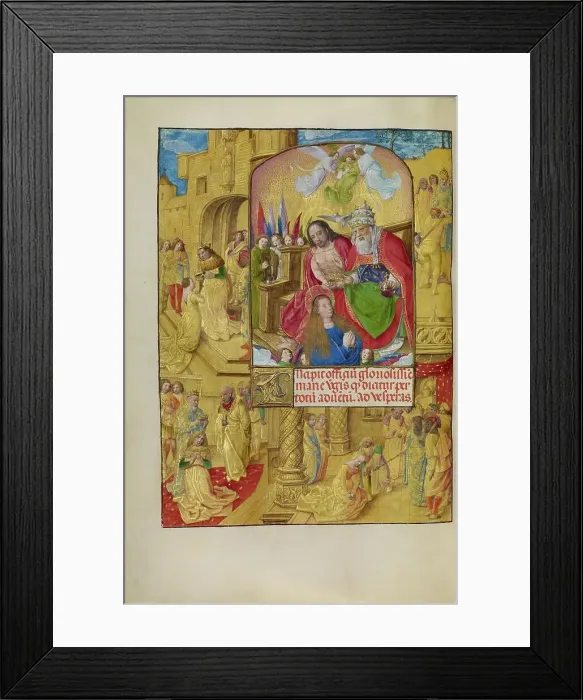 Framed Print : The Coronation of the Virgin; Spinola Hours, about 1510-1520. Creator: Master of the Lubeck Bible