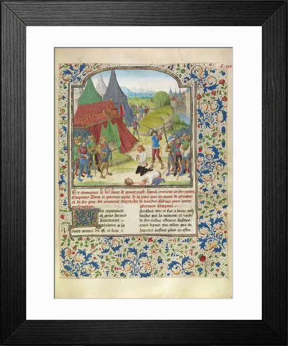 Framed Print : The Execution of Philotas; Livre des fais d'Alexandre le grant, about 1470-1475. Creator: Master of the Jardin de vertueuse consolation Framed Print : The Execution of Philotas; Livre des fais d'Alexandre le grant, about 1470-1475. Creator: Master of the Jardin de vertueuse consolation