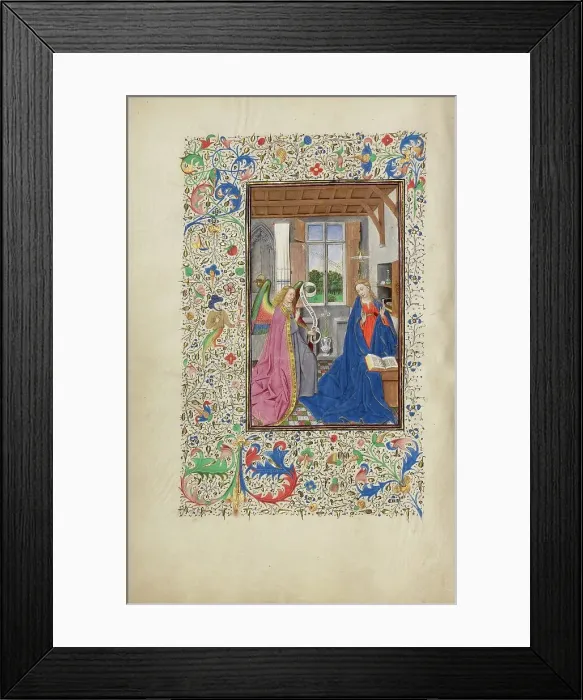 Framed Print : The Annunciation; Llangattock Hours, 1450s. Creator: Master of the Llangattock Hours Framed Print : The Annunciation; Llangattock Hours, 1450s. Creator: Master of the Llangattock Hours