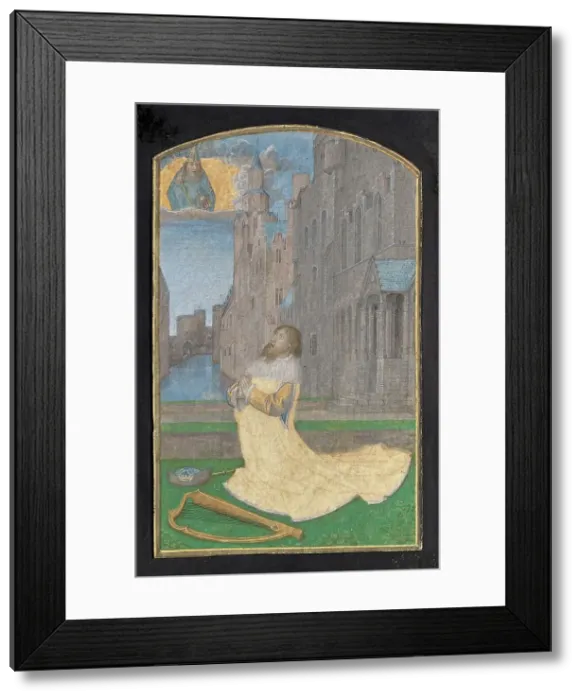 Framed Print : King David in Penitence; Leaf from a devotional book, about 1480. Creator: Master of the Houghton Miniatures Framed Print : King David in Penitence; Leaf from a devotional book, about 1480. Creator: Master of the Houghton Miniatures