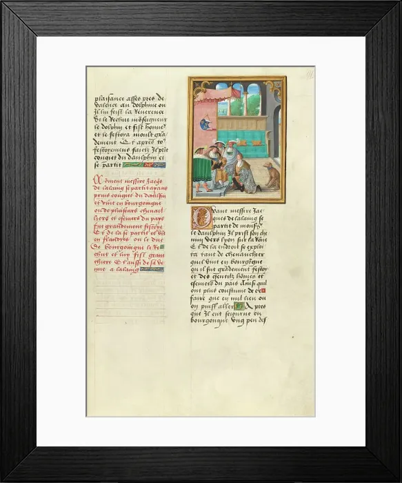 Framed Print : Jacques de Lalaing Taking His Leave from the Dauphin of France, about 1530. Creator: Master of the Getty Lalaing