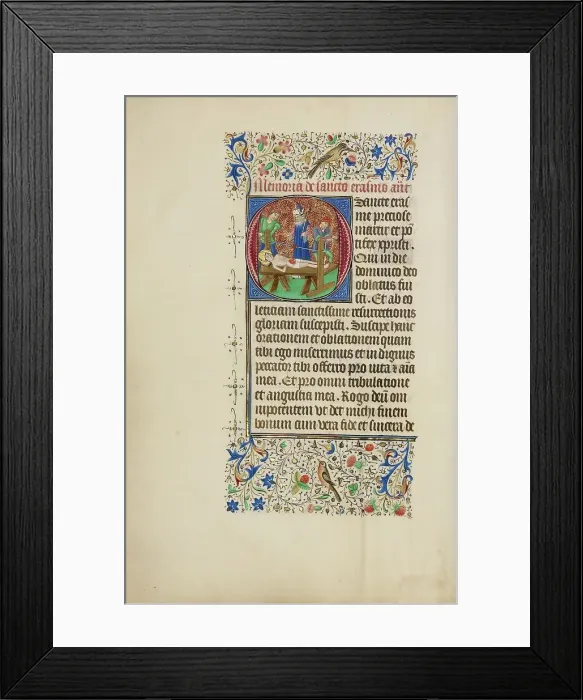 Framed Print : Initial O: The Martyrdom of Saint Erasmus; Llangattock Hours, 1450s. Creator: Master of the Llangattock Hours Framed Print : Initial O: The Martyrdom of Saint Erasmus; Llangattock Hours, 1450s. Creator: Master of the Llangattock Hours