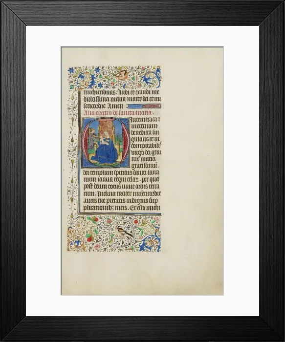 Framed Print : Initial O: The Virgin and Child Enthroned; Llangattock Hours, 1450s. Creator: Master of the Llangattock Hours Framed Print : Initial O: The Virgin and Child Enthroned; Llangattock Hours, 1450s. Creator: Master of the Llangattock Hours