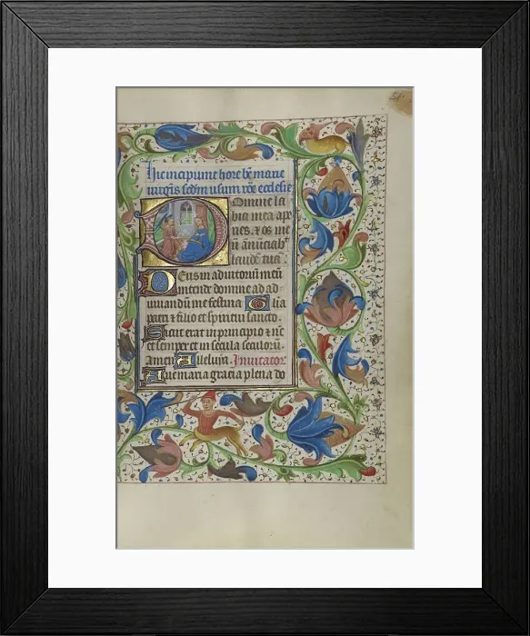 Framed Print : Initial D: The Annunciation; Book of Hours, about 1450-1455. Creator: Master of the Lee Hours Framed Print : Initial D: The Annunciation; Book of Hours, about 1450-1455. Creator: Master of the Lee Hours