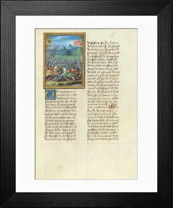 Framed Print : The Battle at the Bridge over the River Scheldt; Livre des faits de Jacques de Lalaing, about 1530. Creator: Master of the Getty Lalaing Framed Print : The Battle at the Bridge over the River Scheldt; Livre des faits de Jacques de Lalaing, about 1530. Creator: Master of the Getty Lalaing