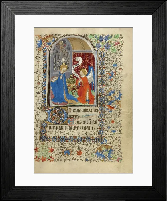 Framed Print : The Annunciation; Book of Hours, about 1420-1430. Creator: Master of the Harvard Hannibal Framed Print : The Annunciation; Book of Hours, about 1420-1430. Creator: Master of the Harvard Hannibal