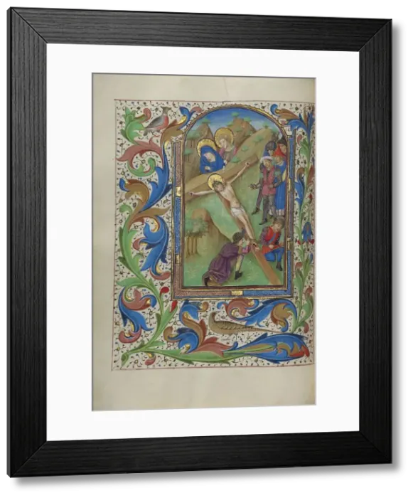 Framed Print : Christ Nailed to the Cross; Book of Hours, about 1450-1455. Creator: Master of the Lee Hours Framed Print : Christ Nailed to the Cross; Book of Hours, about 1450-1455. Creator: Master of the Lee Hours