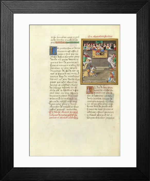 Framed Print : Jacques de Lalaing Jousting with the Sicilian Knight before the Duke of Burgundy, about 1530. Creator: Master of the Getty Lalaing Framed Print : Jacques de Lalaing Jousting with the Sicilian Knight before the Duke of Burgundy, about 1530. Creator: Master of the Getty Lalaing