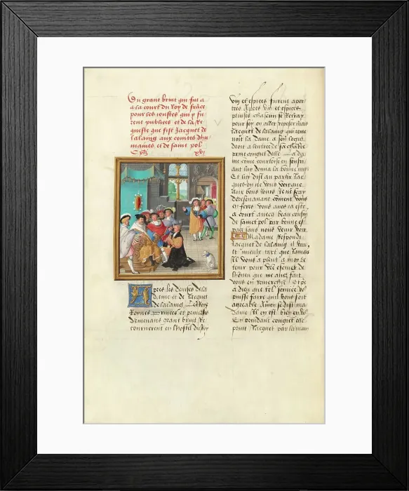 Framed Print : Jacques de Lalaing Kneeling before the Counts of Maine and Saint Pol, about 1530. Creator: Master of the Getty Lalaing Framed Print : Jacques de Lalaing Kneeling before the Counts of Maine and Saint Pol, about 1530. Creator: Master of the Getty Lalaing