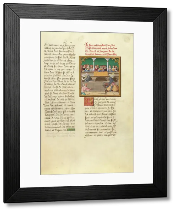 Framed Print : The Duke of Cleves and Jacques de Lalaing Jousting before the Duke of Burgundy, about 1530. Creator: Master of the Getty Lalaing Framed Print : The Duke of Cleves and Jacques de Lalaing Jousting before the Duke of Burgundy, about 1530. Creator: Master of the Getty Lalaing