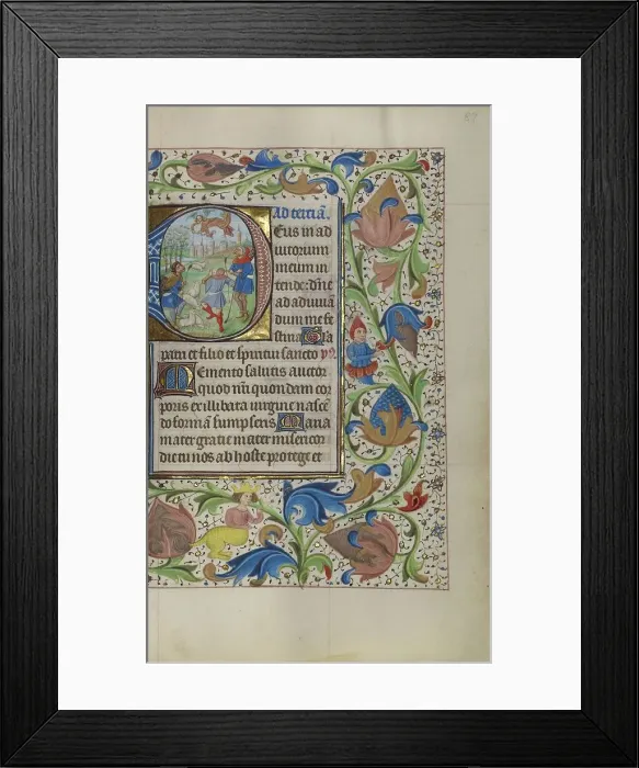 Framed Print : Initial D: The Annunciation to the Shepherds; Book of Hours, about 1450-1455. Creator: Master of the Lee Hours Framed Print : Initial D: The Annunciation to the Shepherds; Book of Hours, about 1450-1455. Creator: Master of the Lee Hours