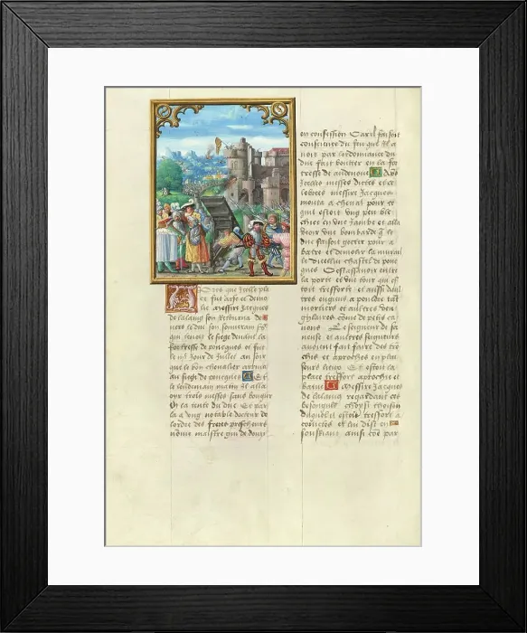 Framed Print : The Death of Jacques de Lalaing at the Siege of Poeke Castle, about 1530. Creator: Master of the Getty Lalaing Framed Print : The Death of Jacques de Lalaing at the Siege of Poeke Castle, about 1530. Creator: Master of the Getty Lalaing