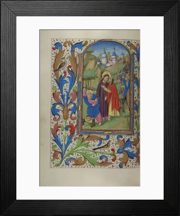Framed Print : The Betrayal of Christ; Book of Hours, about 1450-1455. Creator: Master of the Lee Hours Framed Print : The Betrayal of Christ; Book of Hours, about 1450-1455. Creator: Master of the Lee Hours