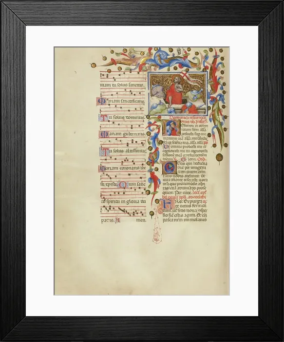 Framed Print : The Resurrection: Initial R: A Sleeping Soldier; Missal, between about 1389 and 1400. Creator: Master of the Brussels Initials Framed Print : The Resurrection: Initial R: A Sleeping Soldier; Missal, between about 1389 and 1400. Creator: Master of the Brussels Initials