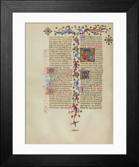 Framed Print : Initial S: Pentecost; Missal, between about 1389 and 1400. Creator: Master of the Brussels Initials