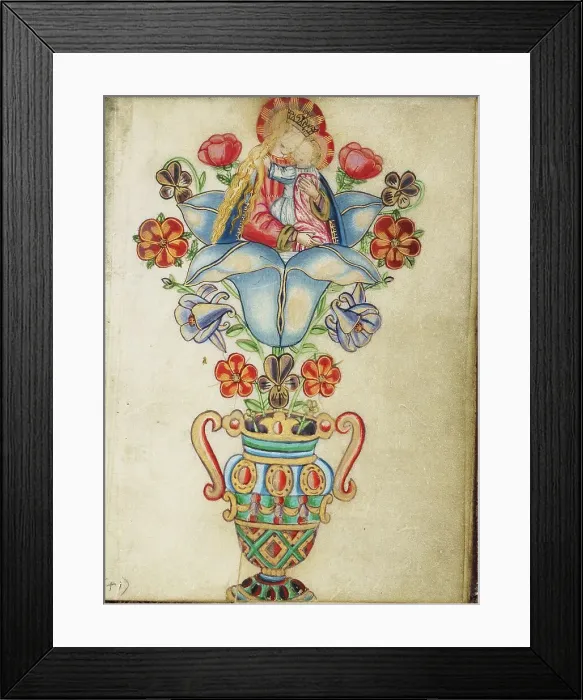 Framed Print : The Virgin and Child in the Calyx of a Flower; Book of Hours, about 1430-1440. Creator: Fastolf Master Framed Print : The Virgin and Child in the Calyx of a Flower; Book of Hours, about 1430-1440. Creator: Fastolf Master