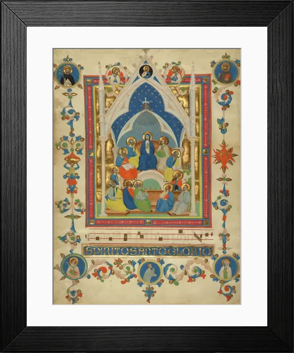 Framed Print : Pentecost; Leaf from the Laudario of Sant Agnese, about 1340. Creator: Master of the Dominican Effigies Framed Print : Pentecost; Leaf from the Laudario of Sant Agnese, about 1340. Creator: Master of the Dominican Effigies