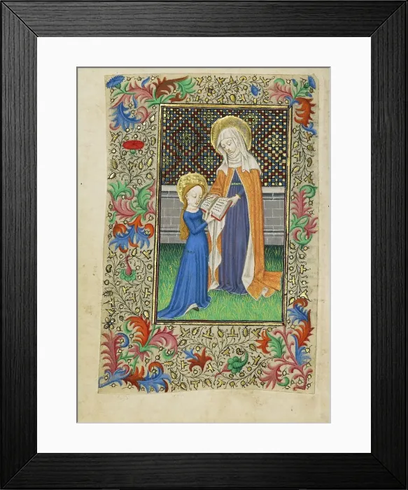 Framed Print : Saint Anne Teaching the Virgin to Read; Book of Hours, about 1430-1440. Creator: Fastolf Master Framed Print : Saint Anne Teaching the Virgin to Read; Book of Hours, about 1430-1440. Creator: Fastolf Master
