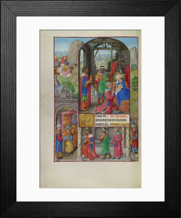 Framed Print : The Adoration of the Magi; Spinola Hours, about 1510-1520. Creator: Master of James IV of Scotland
