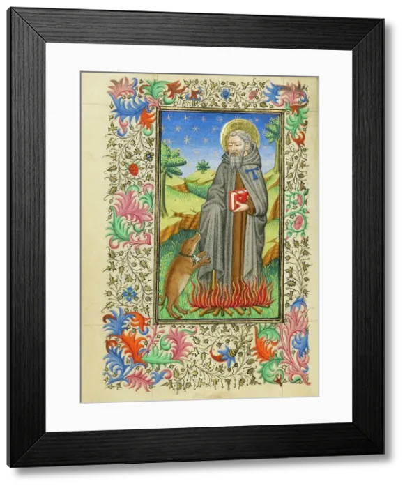 Framed Print : Saint Anthony Abbot; Book of Hours, about 1430-1440. Creator: Fastolf Master Framed Print : Saint Anthony Abbot; Book of Hours, about 1430-1440. Creator: Fastolf Master