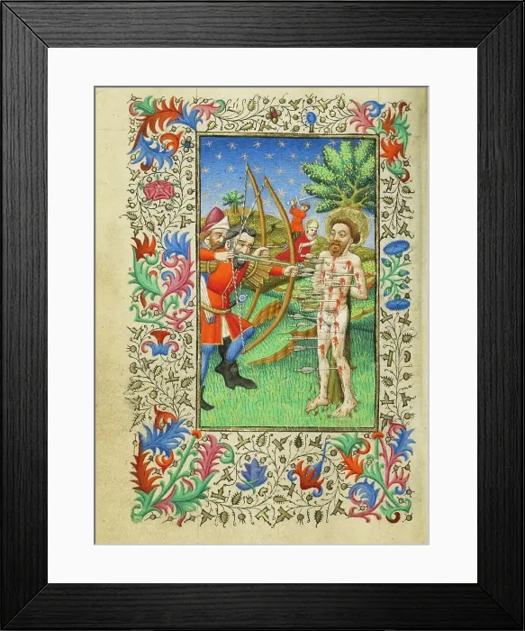 Framed Print : The Martyrdom of Saint Sebastian; Book of Hours, about 1430-1440. Creator: Fastolf Master Framed Print : The Martyrdom of Saint Sebastian; Book of Hours, about 1430-1440. Creator: Fastolf Master