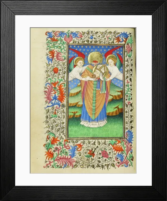 Framed Print : Saint Denis Holding His Head; Book of Hours, about 1430-1440. Creator: Fastolf Master Framed Print : Saint Denis Holding His Head; Book of Hours, about 1430-1440. Creator: Fastolf Master
