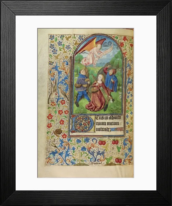 Framed Print : The Annunciation to the Shepherds; Book of Hours, about 1466-1470. Creator: Master of Jacques of Luxembourg Framed Print : The Annunciation to the Shepherds; Book of Hours, about 1466-1470. Creator: Master of Jacques of Luxembourg