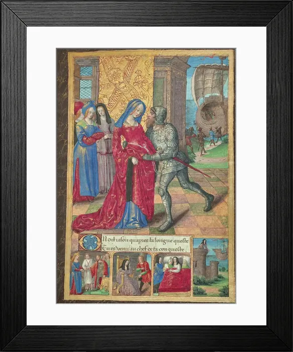 Framed Print : Hypsipyle Bids Farewell to Jason; Ovid, Excerpts from Heroides, about 1493. Creator: Master of the Chronique Scandaleuse Framed Print : Hypsipyle Bids Farewell to Jason; Ovid, Excerpts from Heroides, about 1493. Creator: Master of the Chronique Scandaleuse